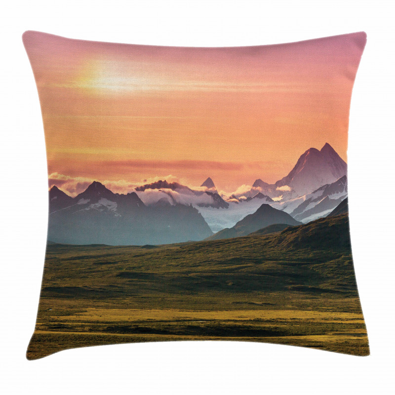 Mountains and Sunset Pillow Cover