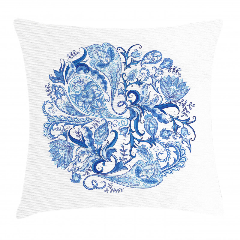 Paisley Circle in Blue Pillow Cover
