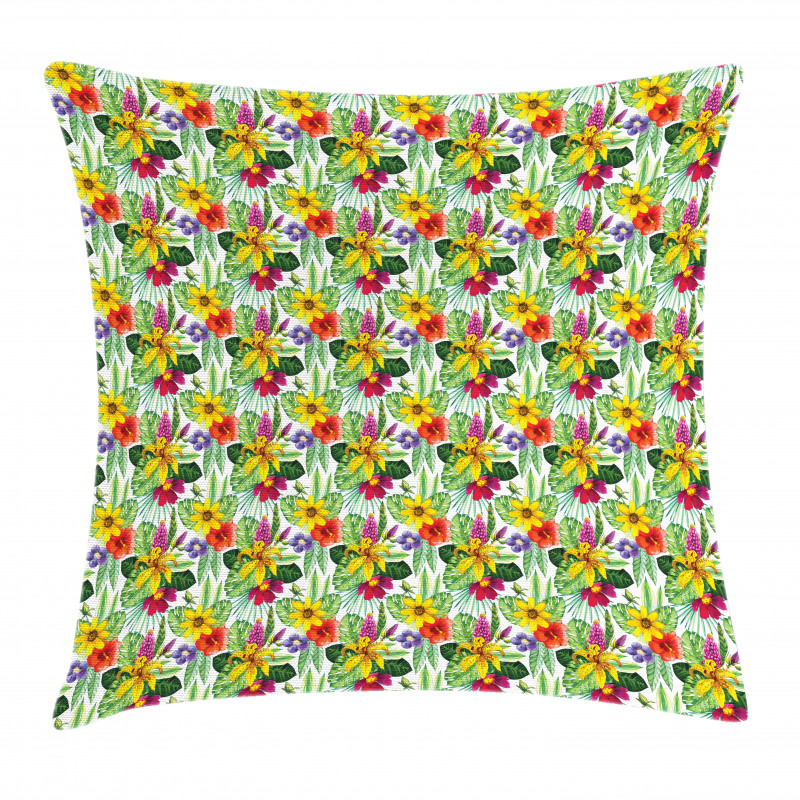 Lily Hibiscus Monstera Pillow Cover