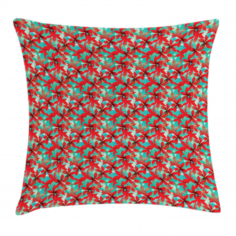 Red Hibiscus Flowers Pillow Cover