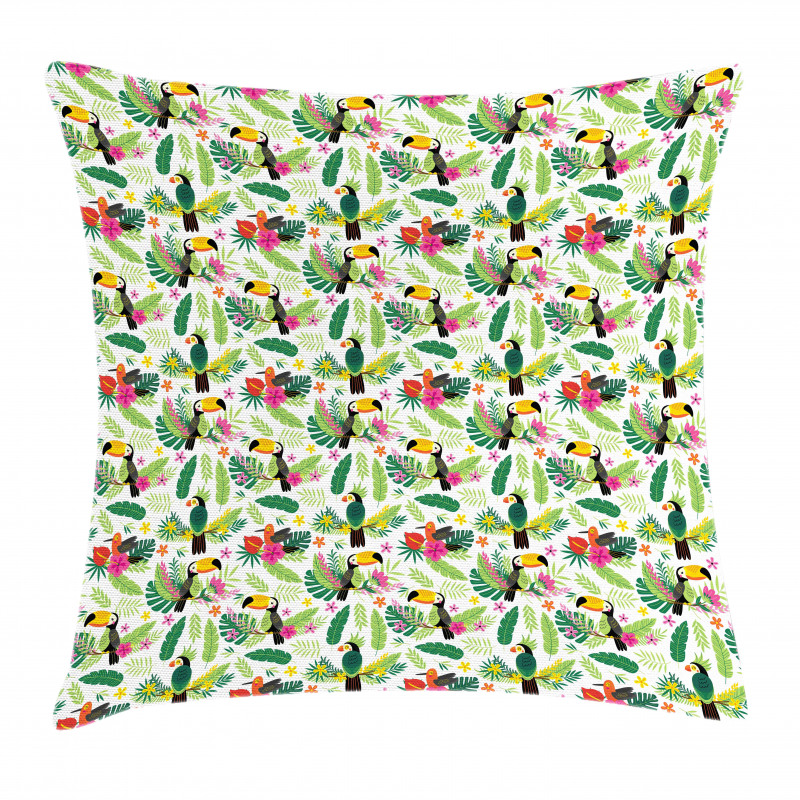 Jungle Flora and Fauna Pillow Cover