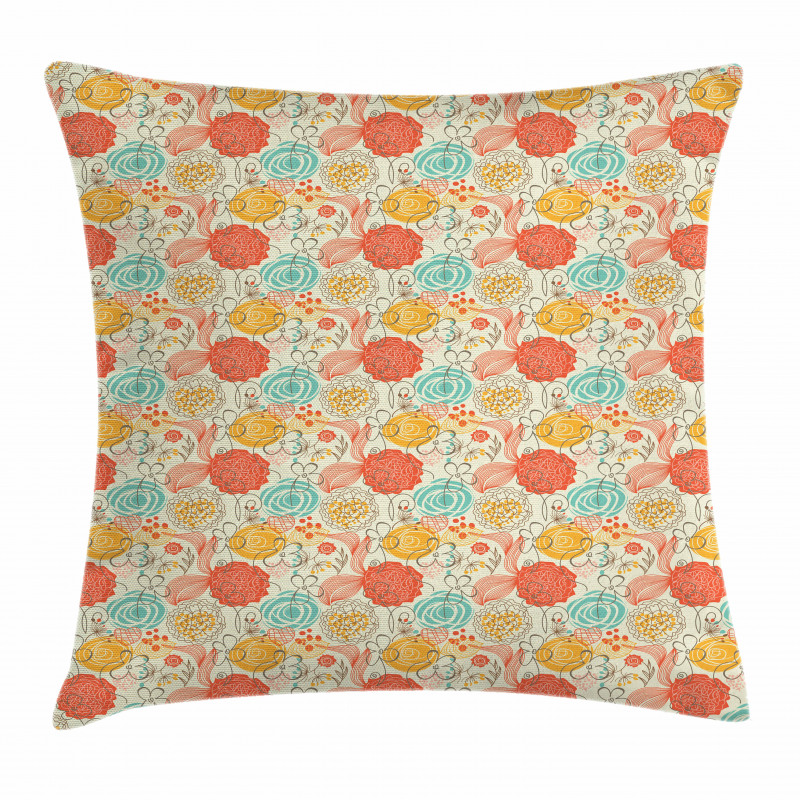 Cheerful Garden Doodle Pillow Cover