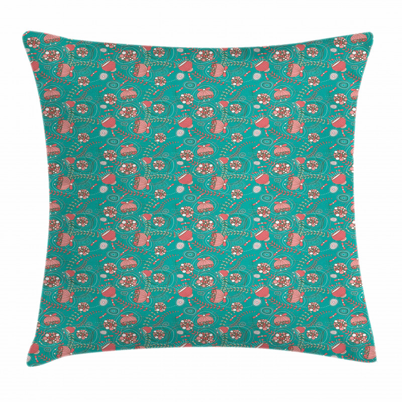 Abstract Flowers Dots Pillow Cover