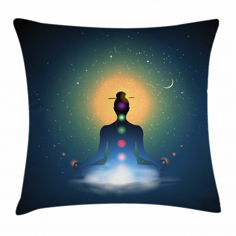 Meditating Woman Chakra Pillow Cover