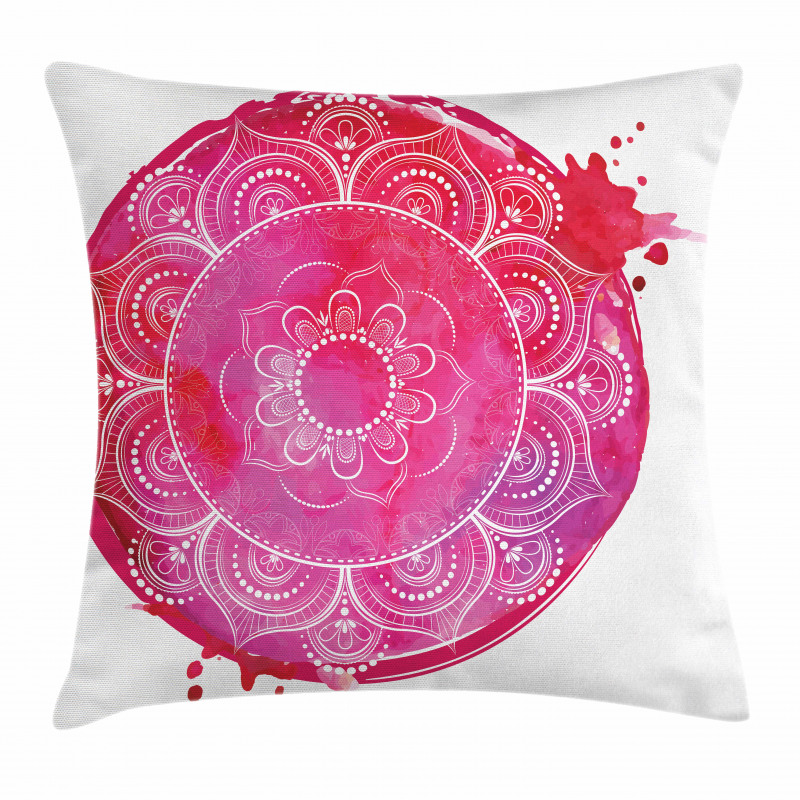 Pink Watercolor Mandala Pillow Cover