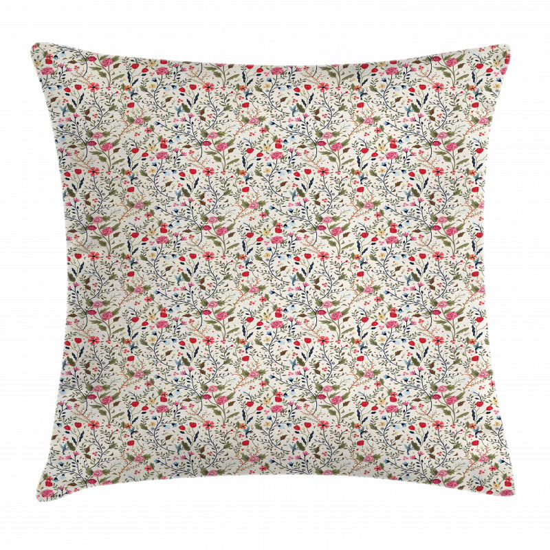 Flora and Fauna Pattern Pillow Cover