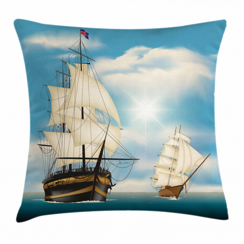 Antique Ships Navy Pillow Cover