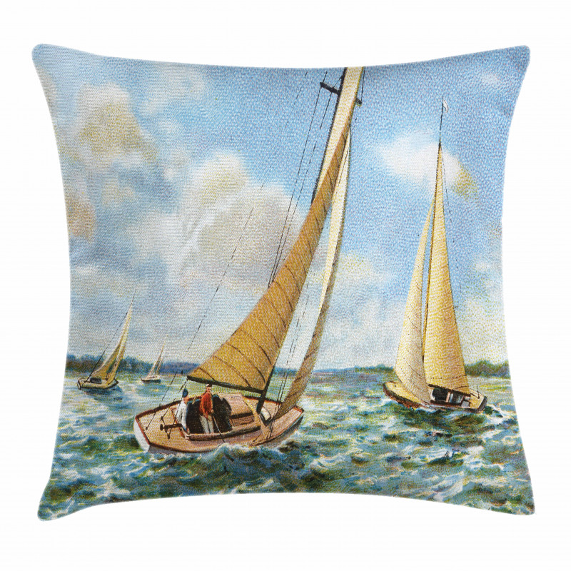 Sailing Wavy Sea Pillow Cover