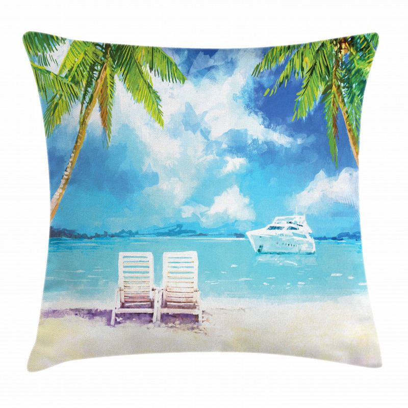 Exotic Beach Palms Pillow Cover