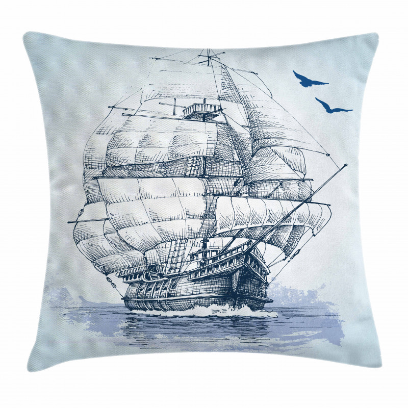 Old Ship at Sea Pillow Cover