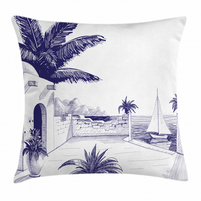 Beach House by Sea Pillow Cover