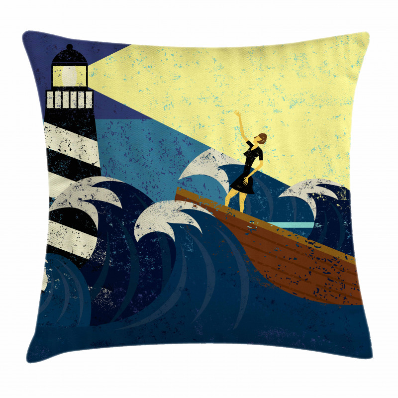 Grunge Sea Storm Pillow Cover