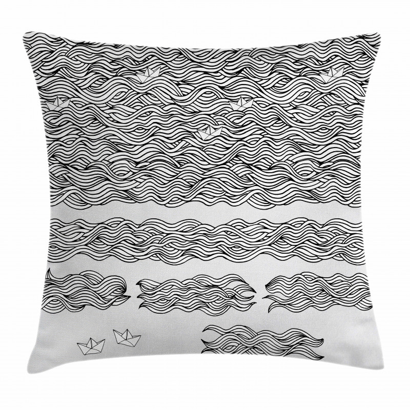 Sketchy Wavy Sea Pillow Cover