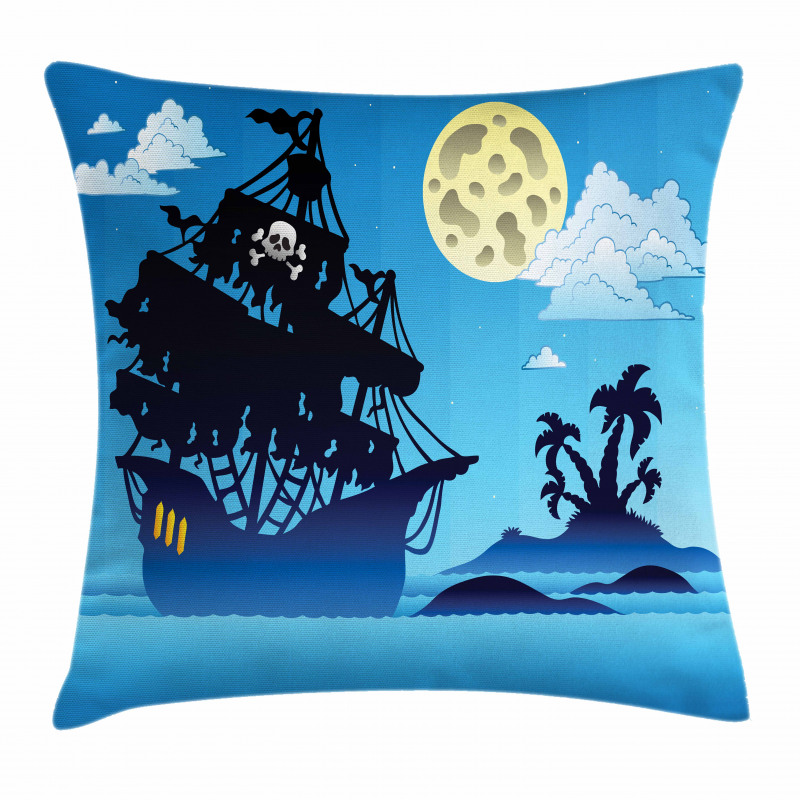 Pirate Ship Island Pillow Cover