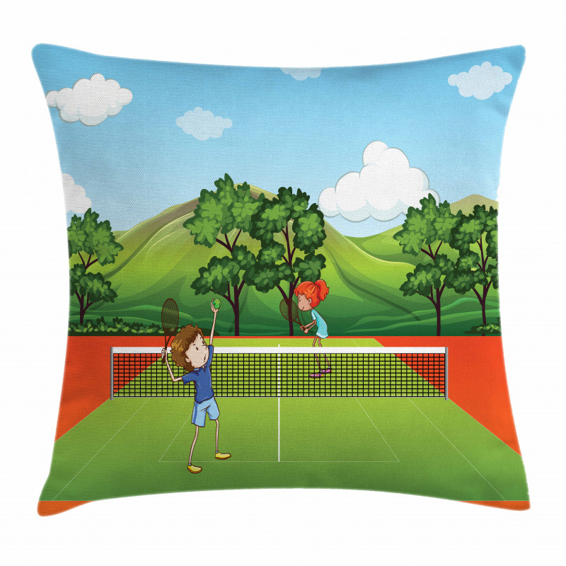 Friends Play Tennis Pillow Cover