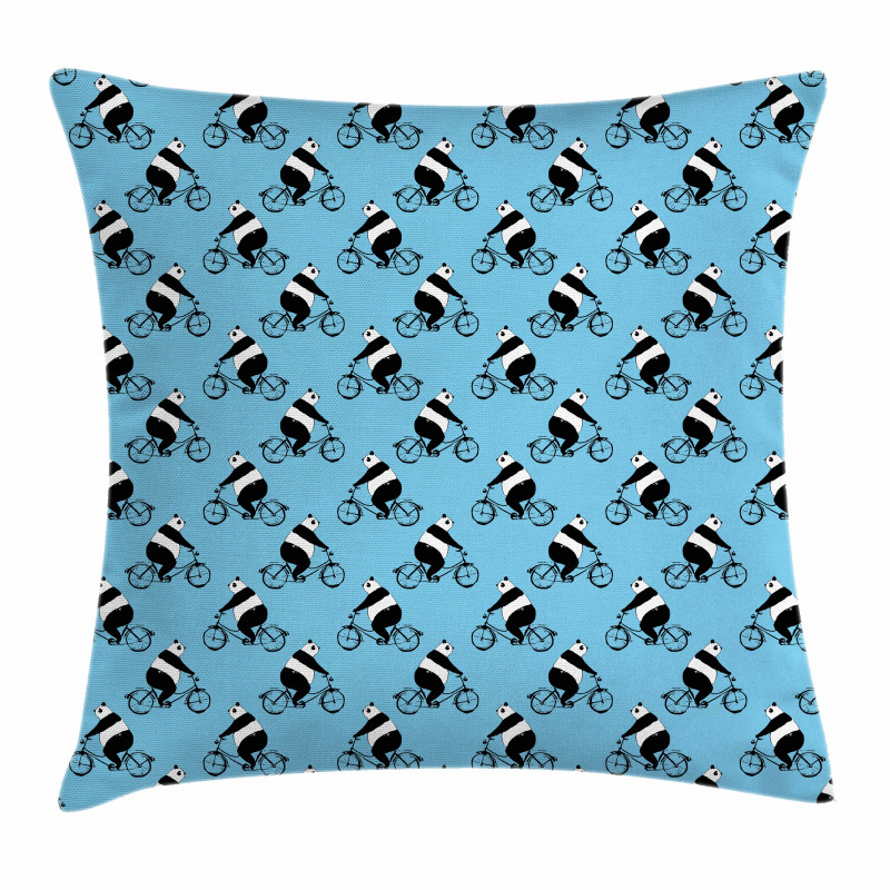 Panda on Bicycle Pillow Cover