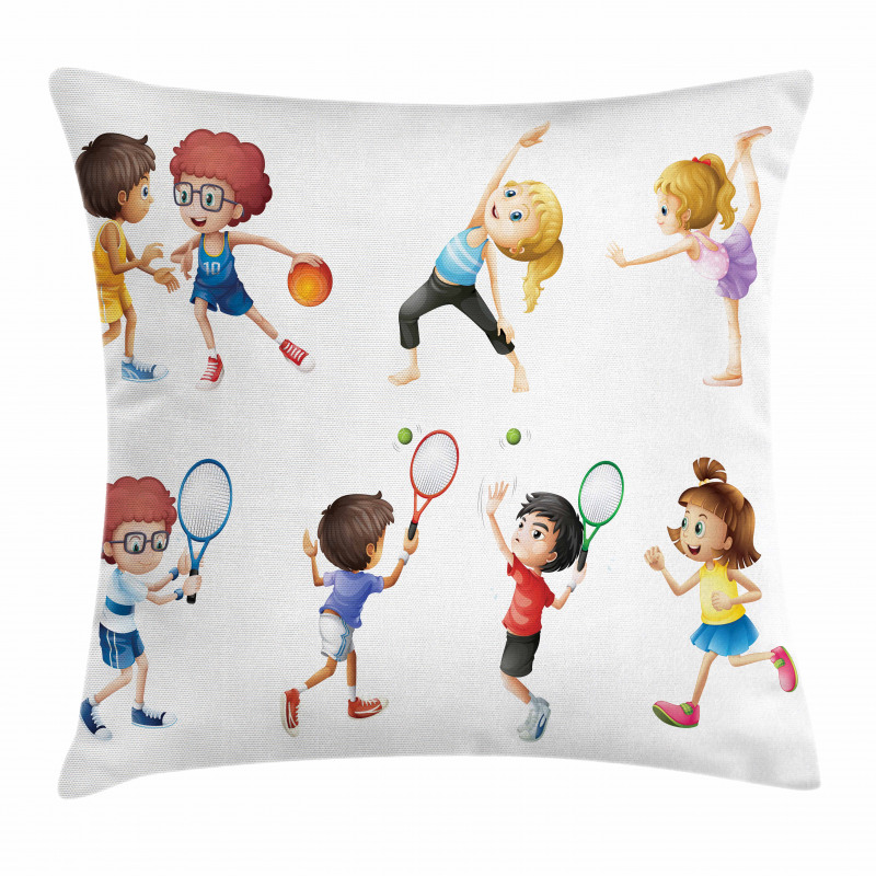 Exercising Children Pillow Cover