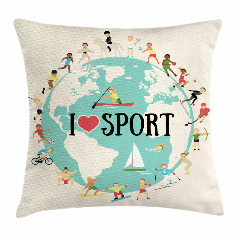 I Love Sports Words Pillow Cover