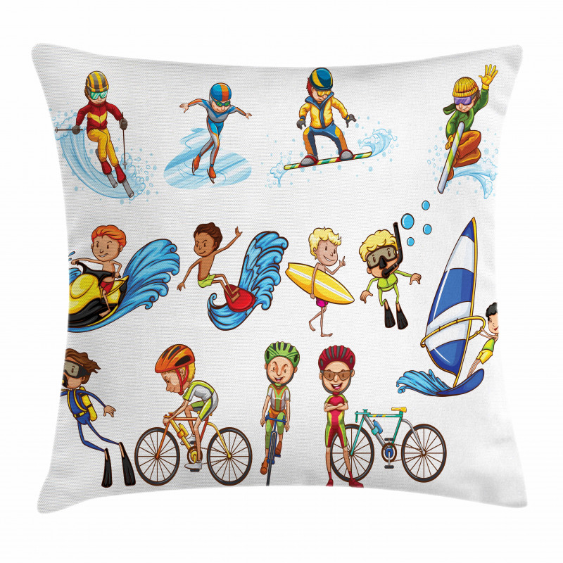 Surfing Cycling Pillow Cover