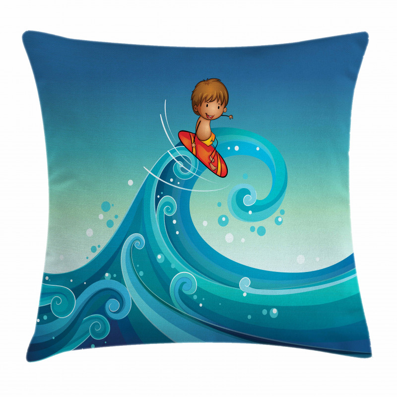 Surfing Baby Waves Pillow Cover