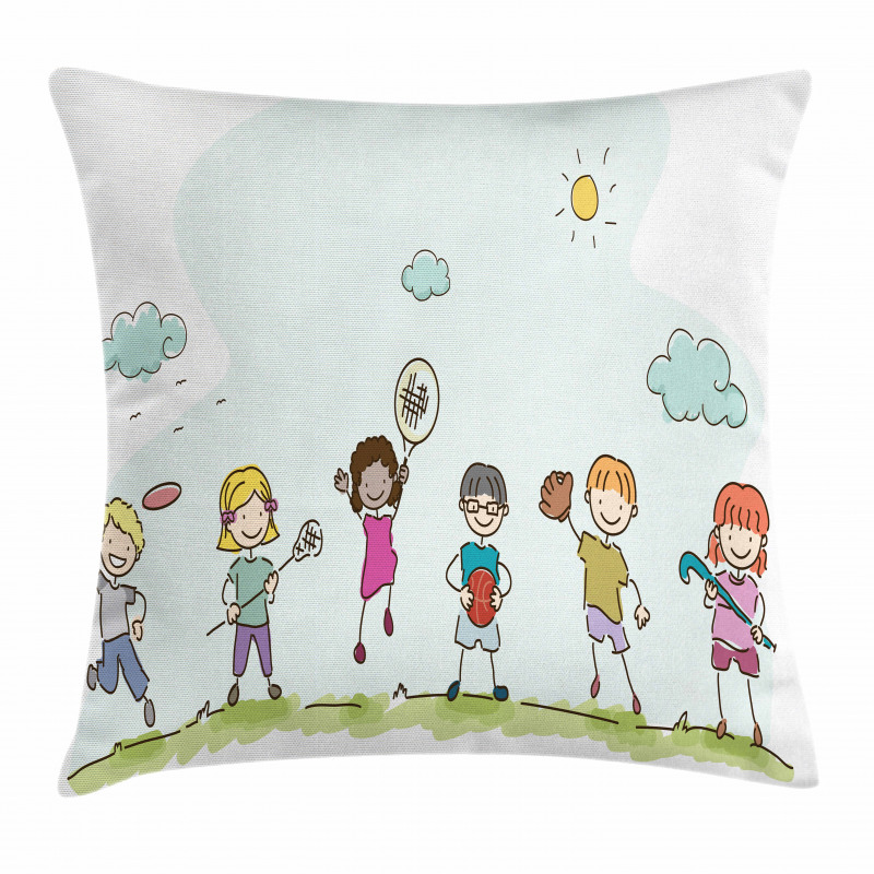 Cartoon Day in Park Pillow Cover
