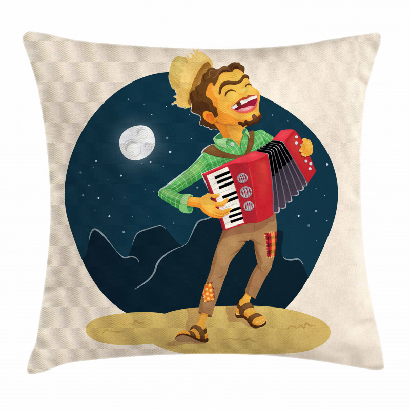 Cheerful Accordion Player Pillow Cover