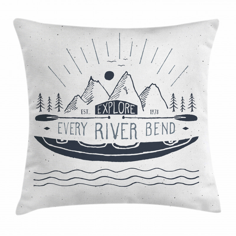 Sketch Style Mountains Pillow Cover