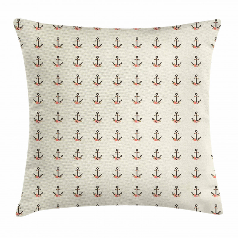 Nautical Pattern Flowers Pillow Cover