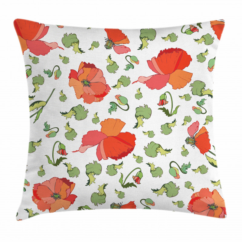 Buds Blossoms Leaves Pillow Cover