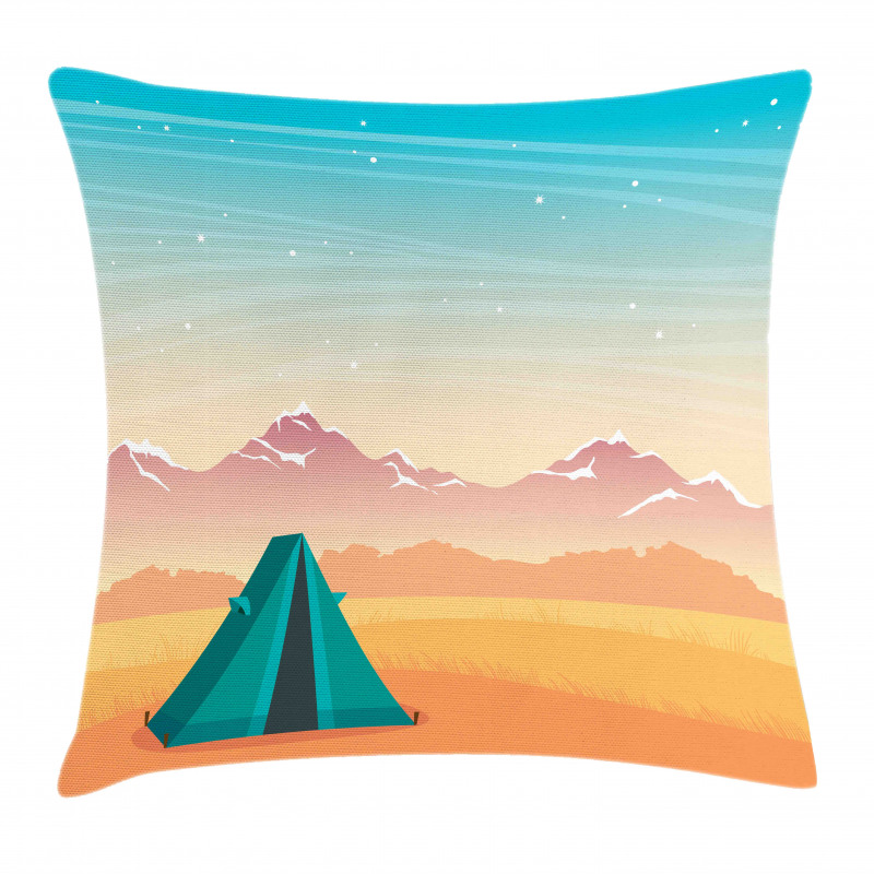 Travel Tent Mountains Pillow Cover