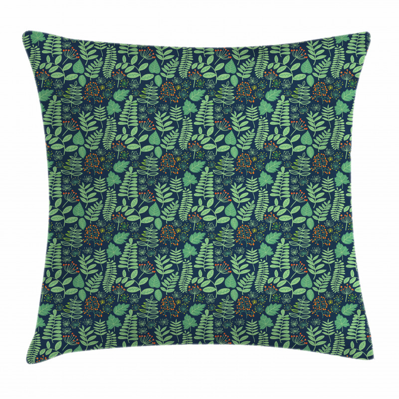 Doodle Leaves Berries Pillow Cover