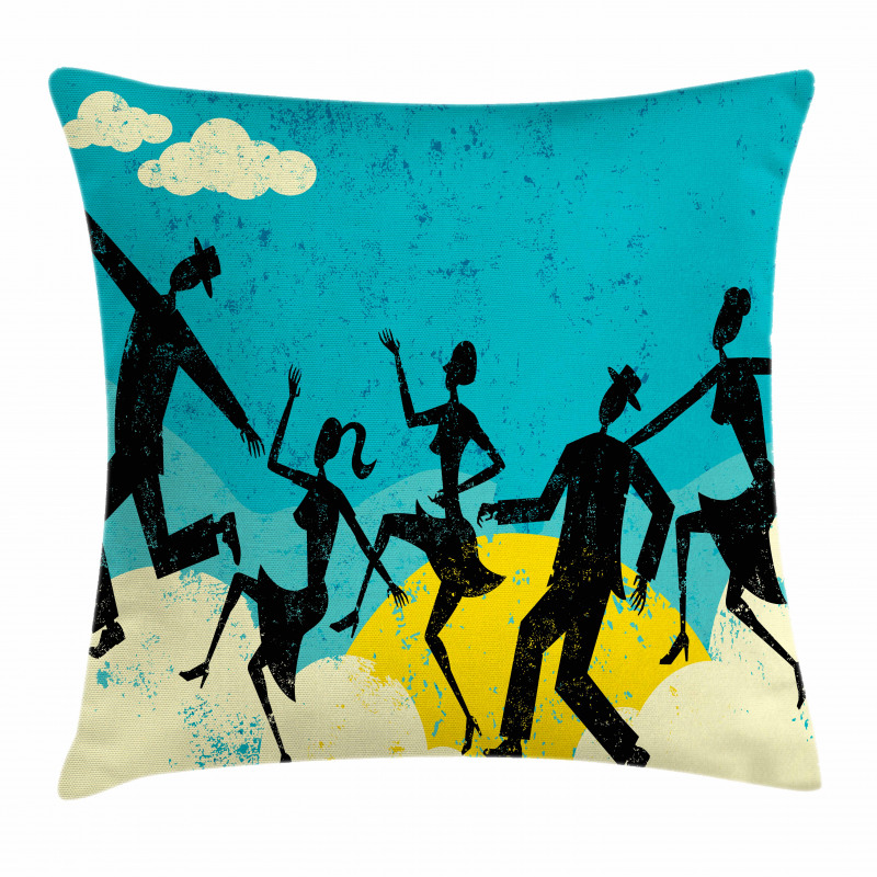 Grunge Silhouette Dancing Pillow Cover