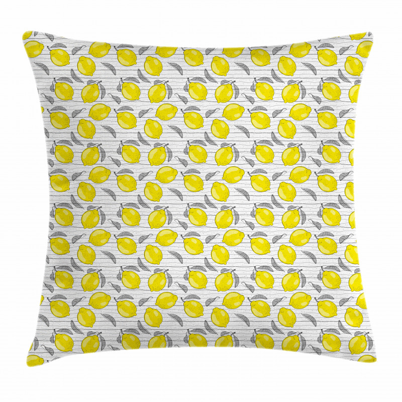 Sketched Lemon Pattern Pillow Cover