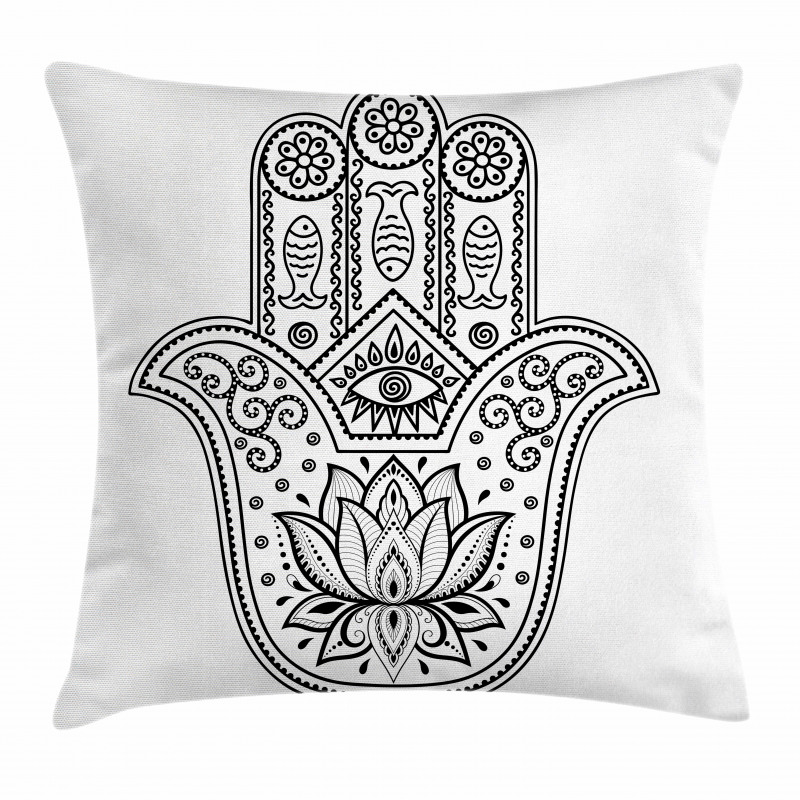 Oriental Lotus and Fish Pillow Cover