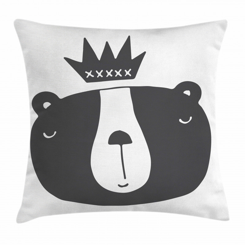 Humorous Bear in Crown Pillow Cover