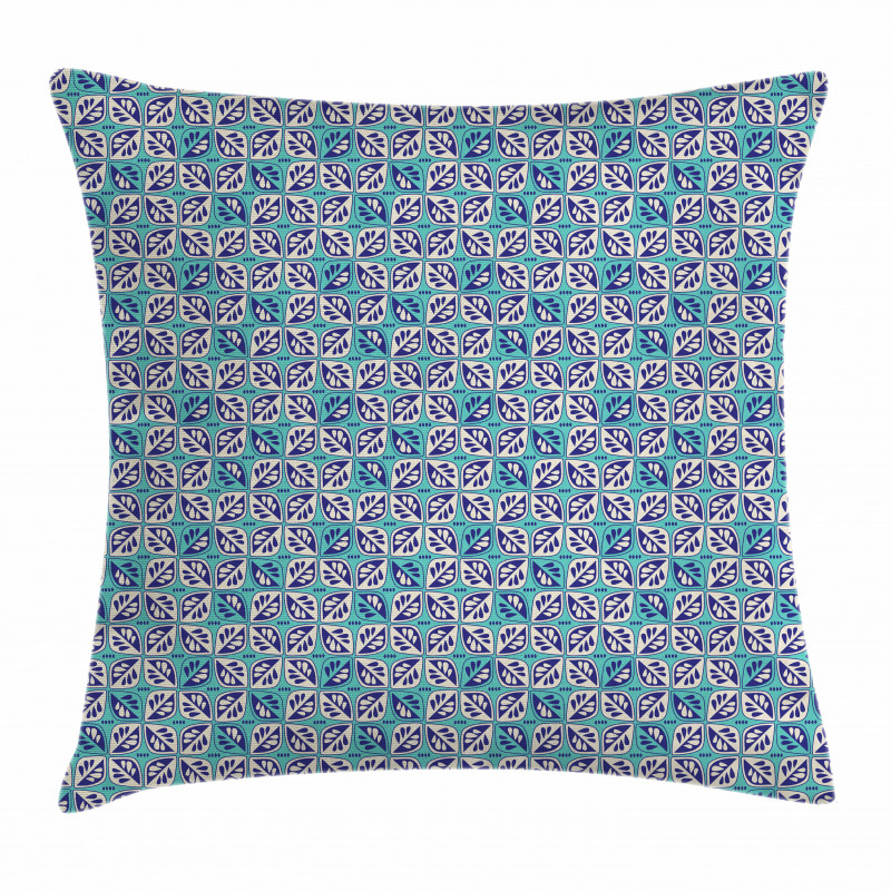 Geometric Contrast Leaf Pillow Cover