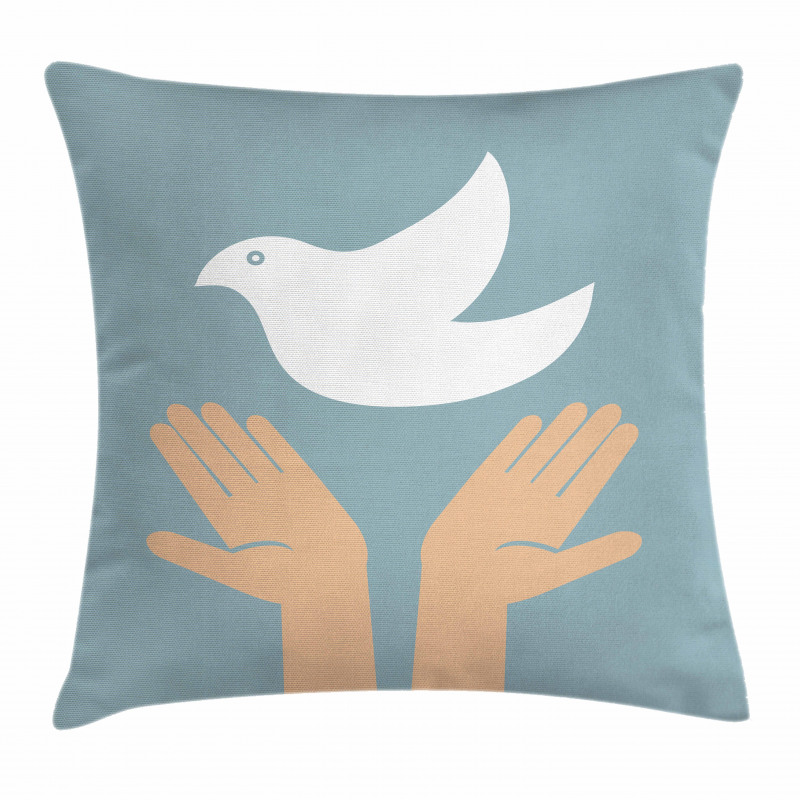 Peace Dove Flying Hands Pillow Cover