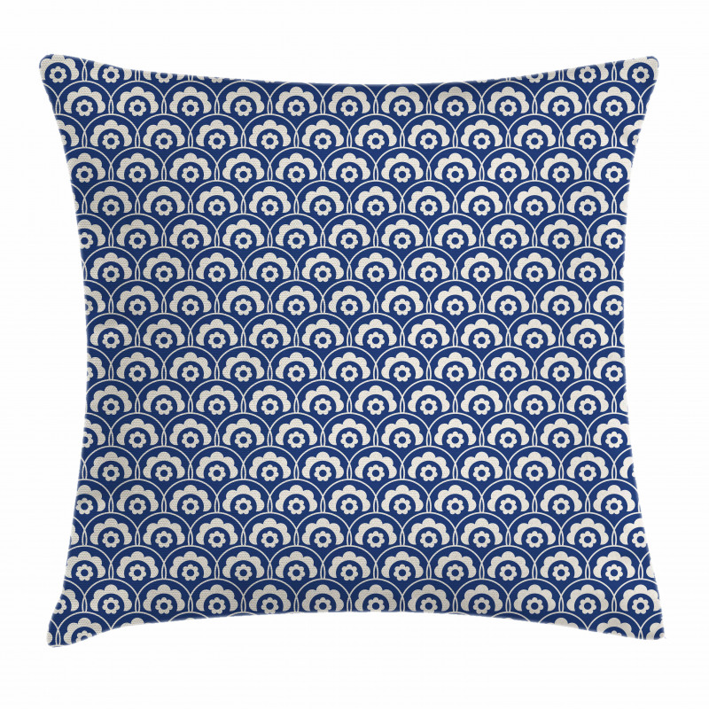 Fish Scale Floral Motif Pillow Cover