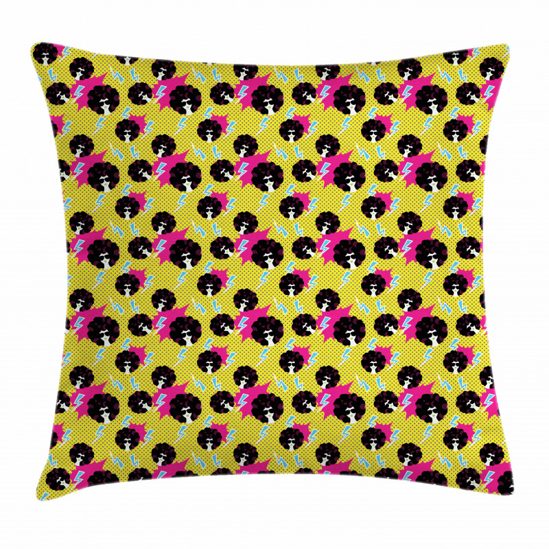 Afro Girls Polka Dots 80s Pillow Cover