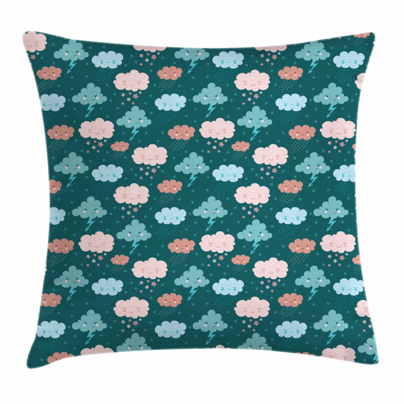 Happy Sad Angry Clouds Pillow Cover