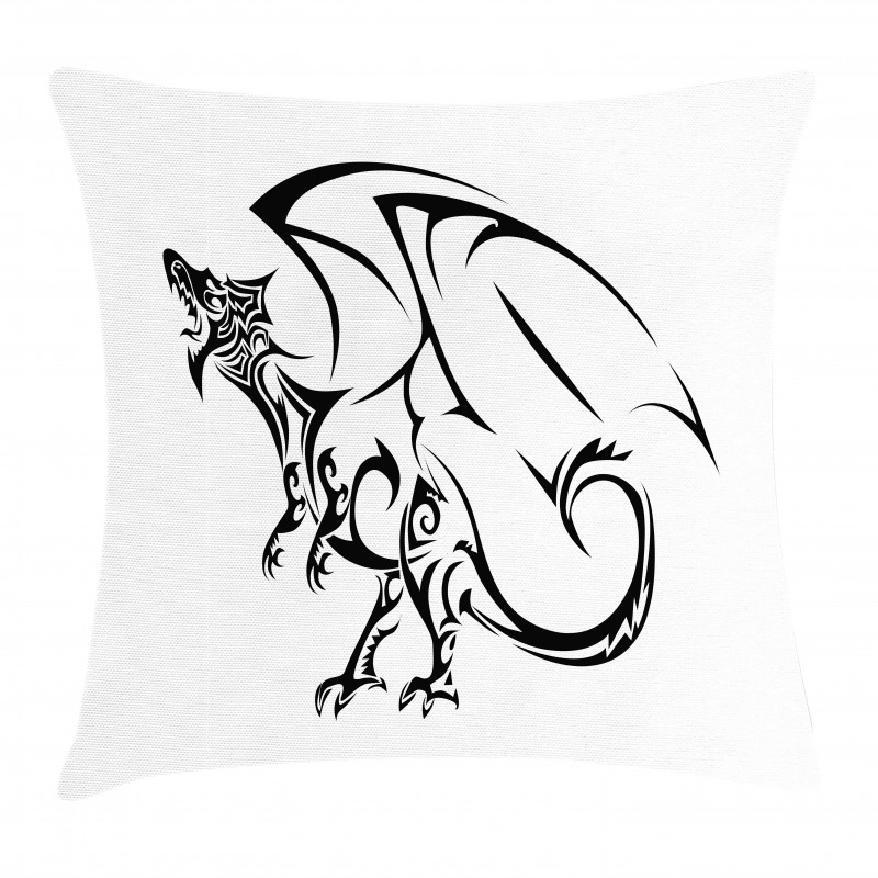 Tribal Dragon Sketch Pillow Cover