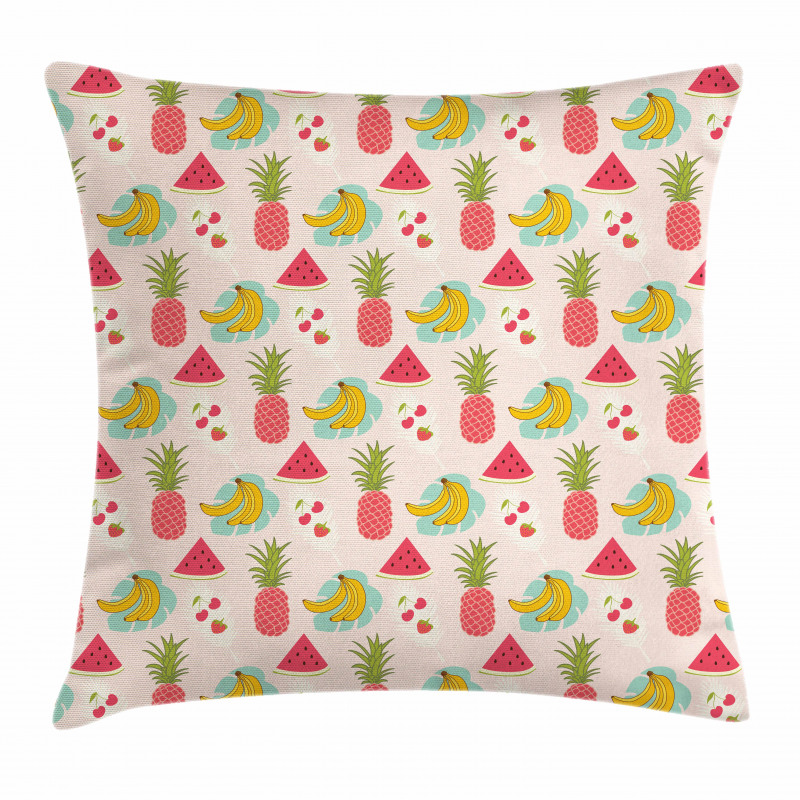 Colorful Summer Fruits Pillow Cover