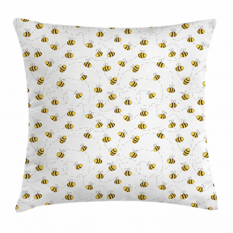 Simple Doodle Flying Bee Pillow Cover