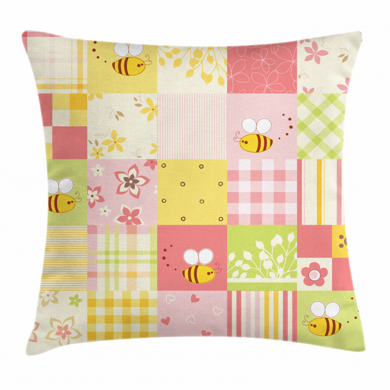 Floral and Geometric Tiles Pillow Cover