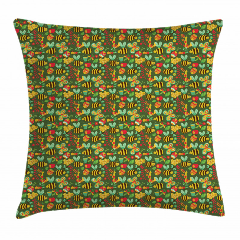 Summer Composition Insects Pillow Cover