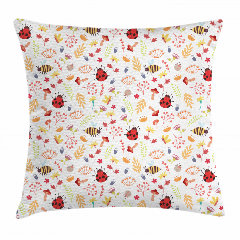Autumn Theme Doodle Bugs Pillow Cover