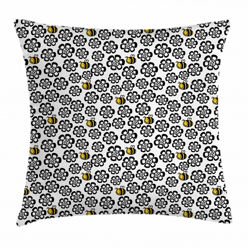 Silhouette Floral Patern Pillow Cover