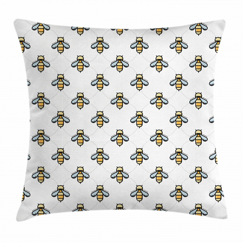 Graphic Bees Dots Pattern Pillow Cover