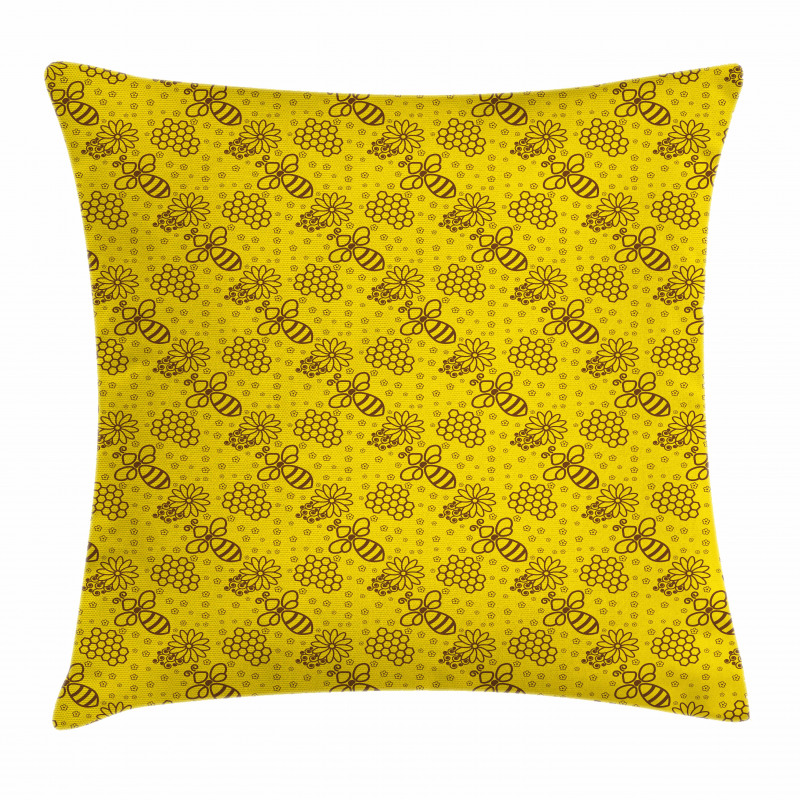 Contour Petals Bees Combs Pillow Cover