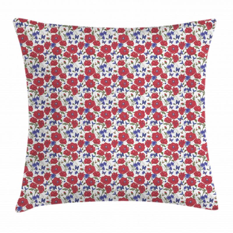 Summer Theme Red Poppies Pillow Cover